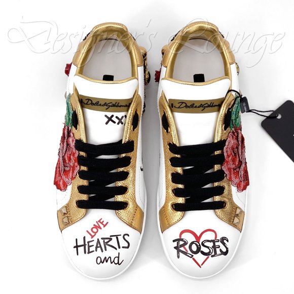 ⚡️SOLD! NEW DOLCE & GABBANA Roses Amore Portofino Sneakers - Picture 5 of 12